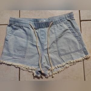 ROXY Shorts w/ Fray Hem Drawstring